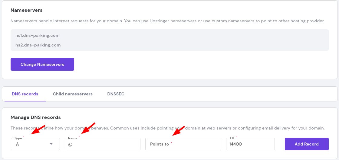 Menambahkan A Record Hostinger