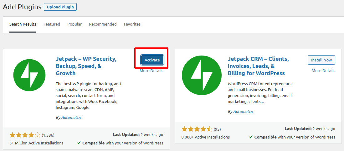 Aktivasi plugin WordPress