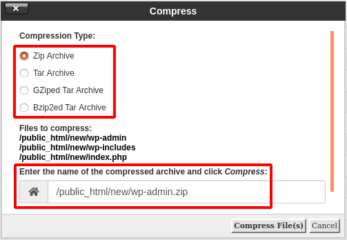 Compress pada File Manager panel cPanel
