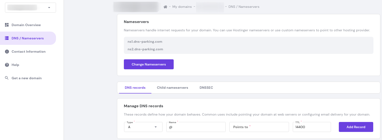 DNS Management Hostinger
