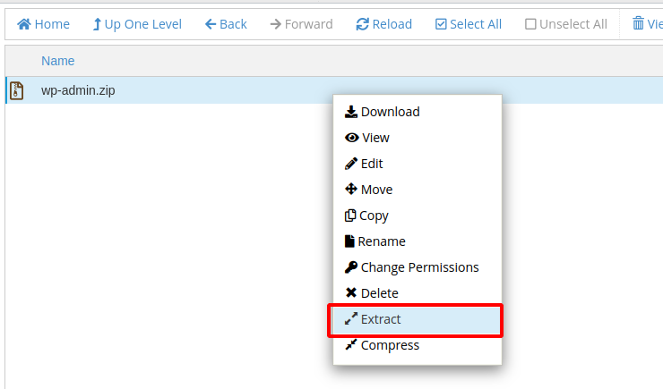 Extract file pada File Manager cPanel