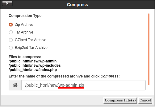 Nama file di File Manager cPanel