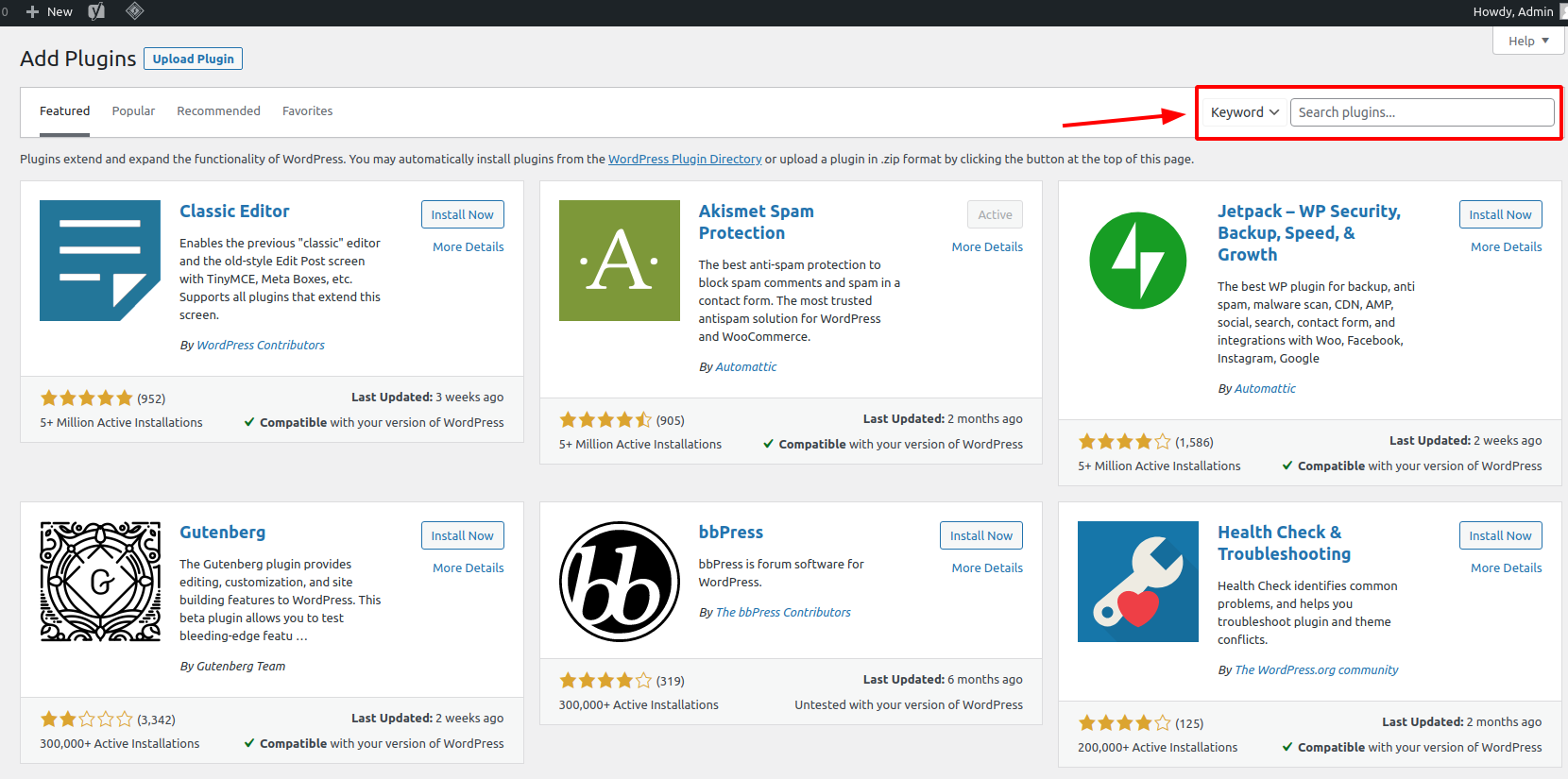 Pencarian plugin WordPress
