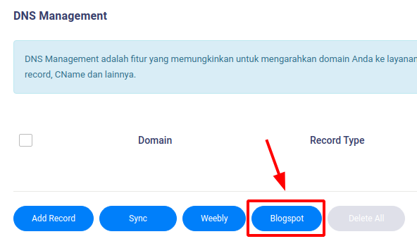 Konfigurasi domain kustom Blogspot