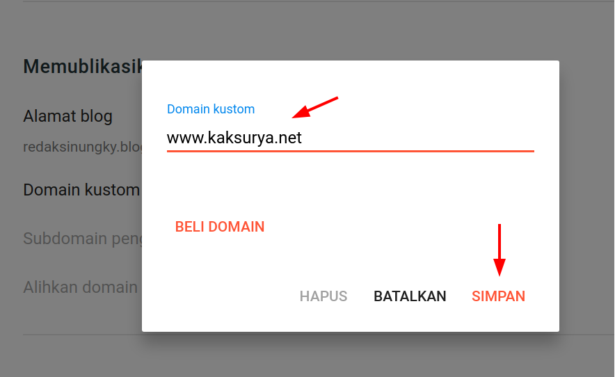 Menambahkan domain kustom Blogspot