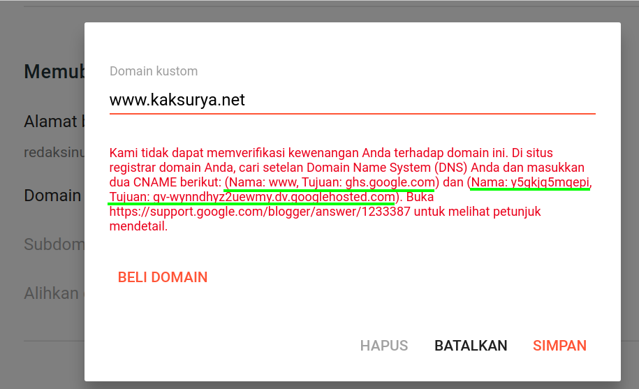 CNAME Record Blogspot
