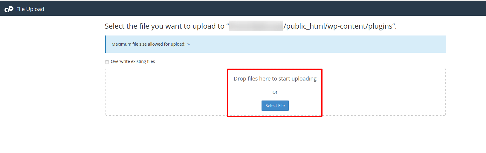 Proses upload file cPanel