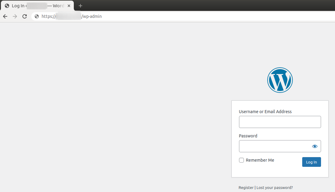 Wordpress login area