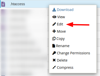 Edit file .htaccess